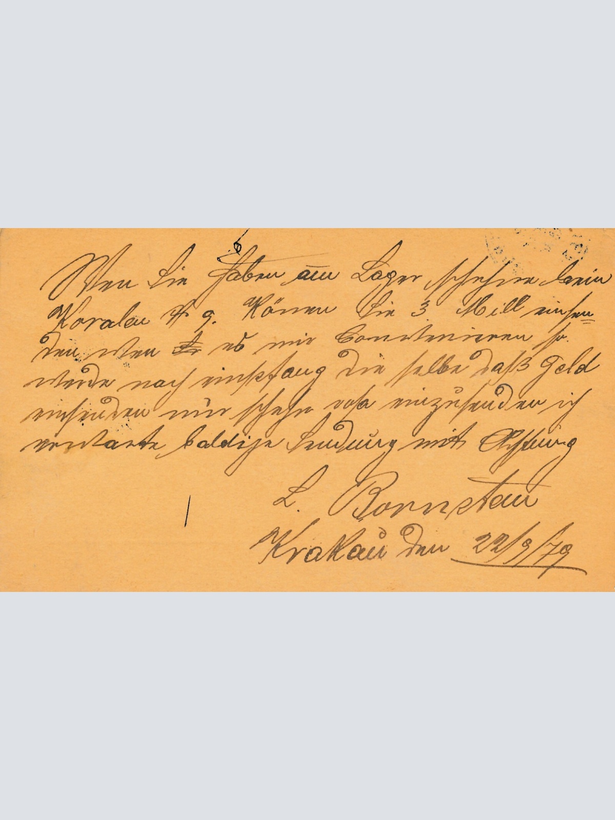 2 Kreuzer - Ganzsachen - Karte 1879 aus Krakau - Krakow Bahnhof (13549)