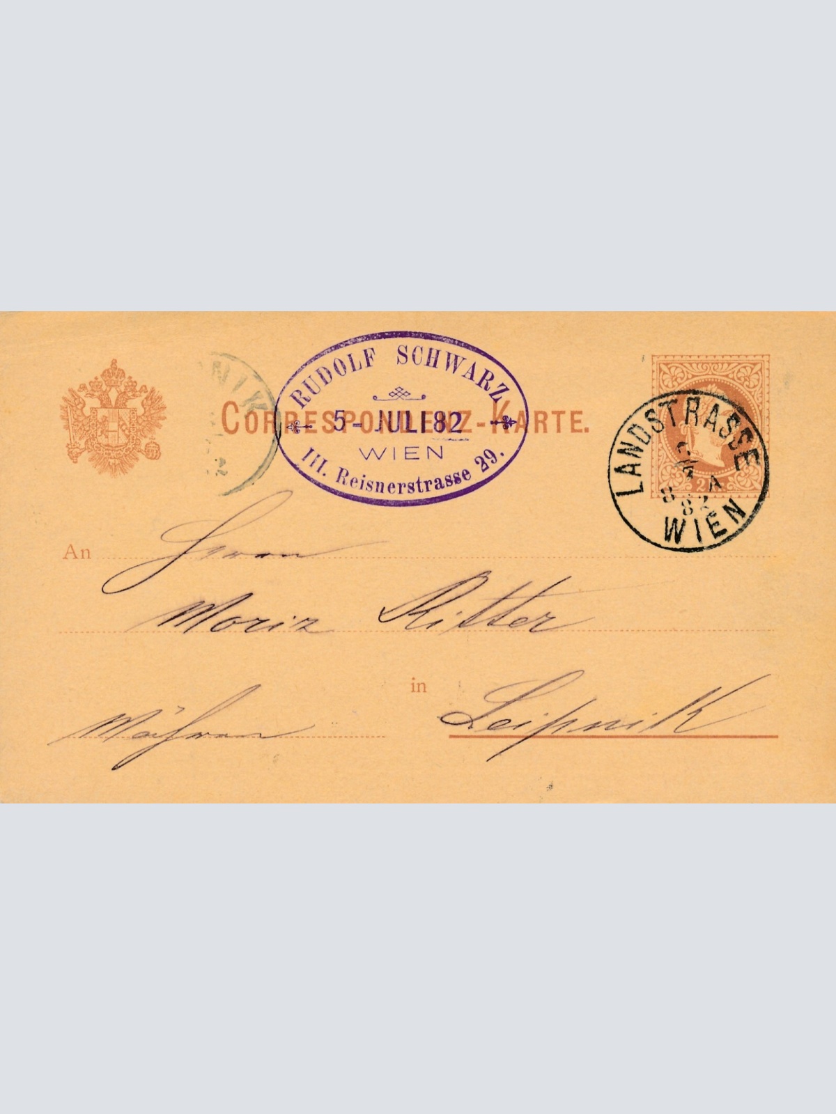 2 Kreuzer - Ganzsachen - Karte 1882 aus Wien Landstrasse (13560)