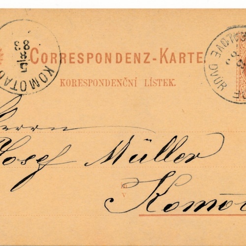 2 Kreuzer - Ganzsachen - Karte 1883 aus Kralove (13583)