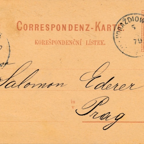 2 Kreuzer - Ganzsachen - Karte 1879 aus Horazdiowitz (13591)