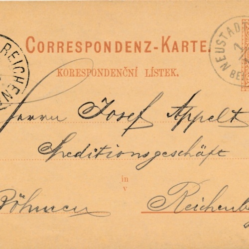 2 Kreuzer - Ganzsachen - Karte 1887 aus Neustadt (13575)