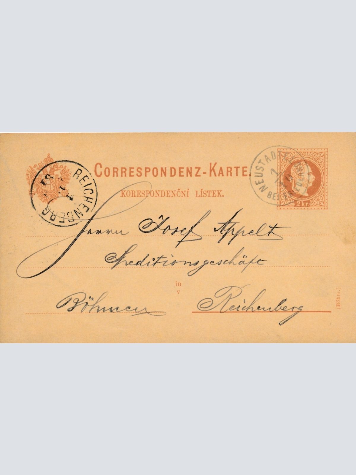 2 Kreuzer - Ganzsachen - Karte 1882 aus Neumarkt Bahnhof (13574)
