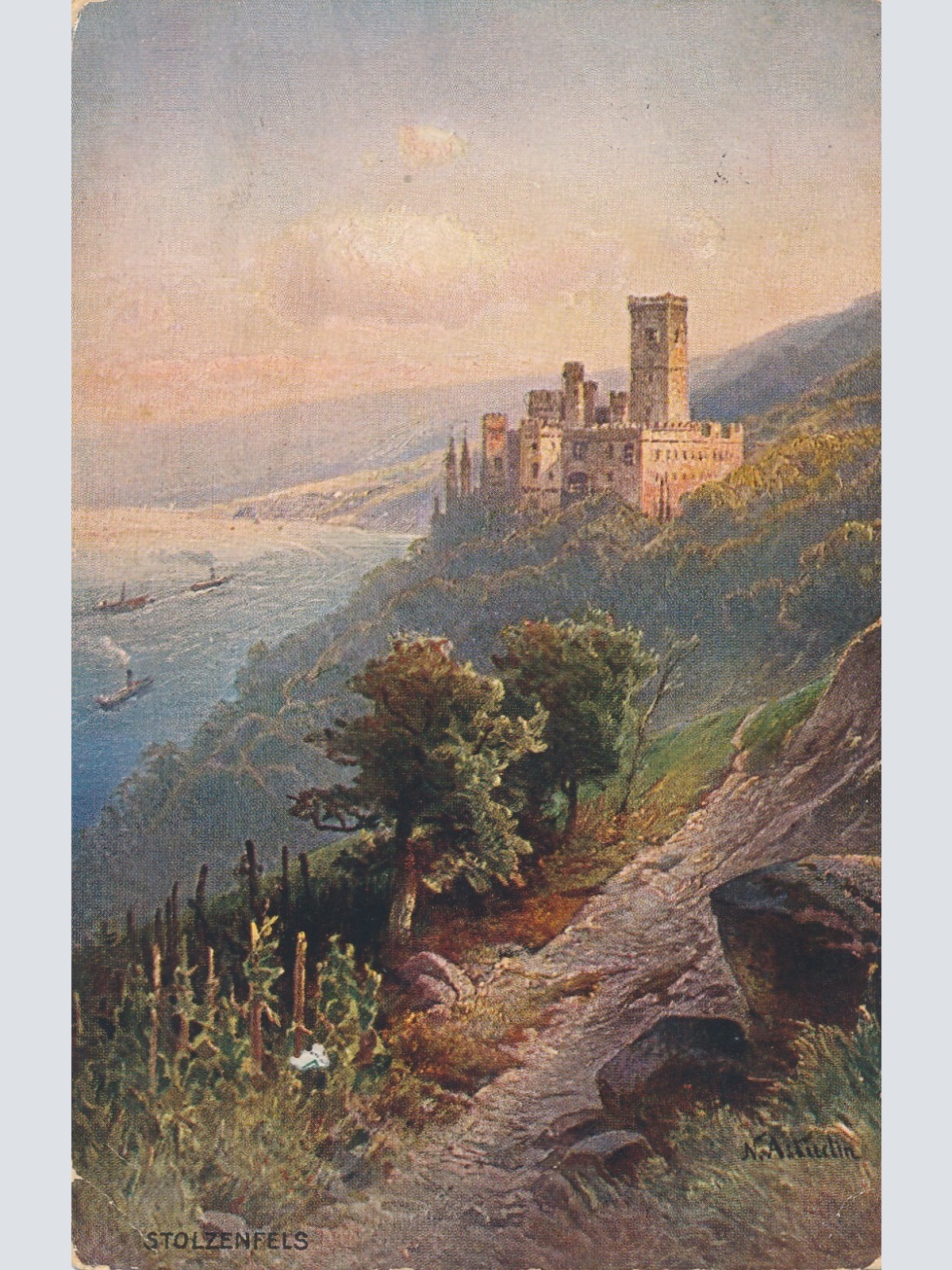 AK, Stolzenfels, Koblenz, Rheinland-Pfalz, Ansichtskarte (S3636)