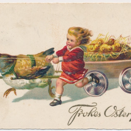 AK, Frohes Osterfest, Kind, Huhn, Küken , Ansichtskarte (S3675)