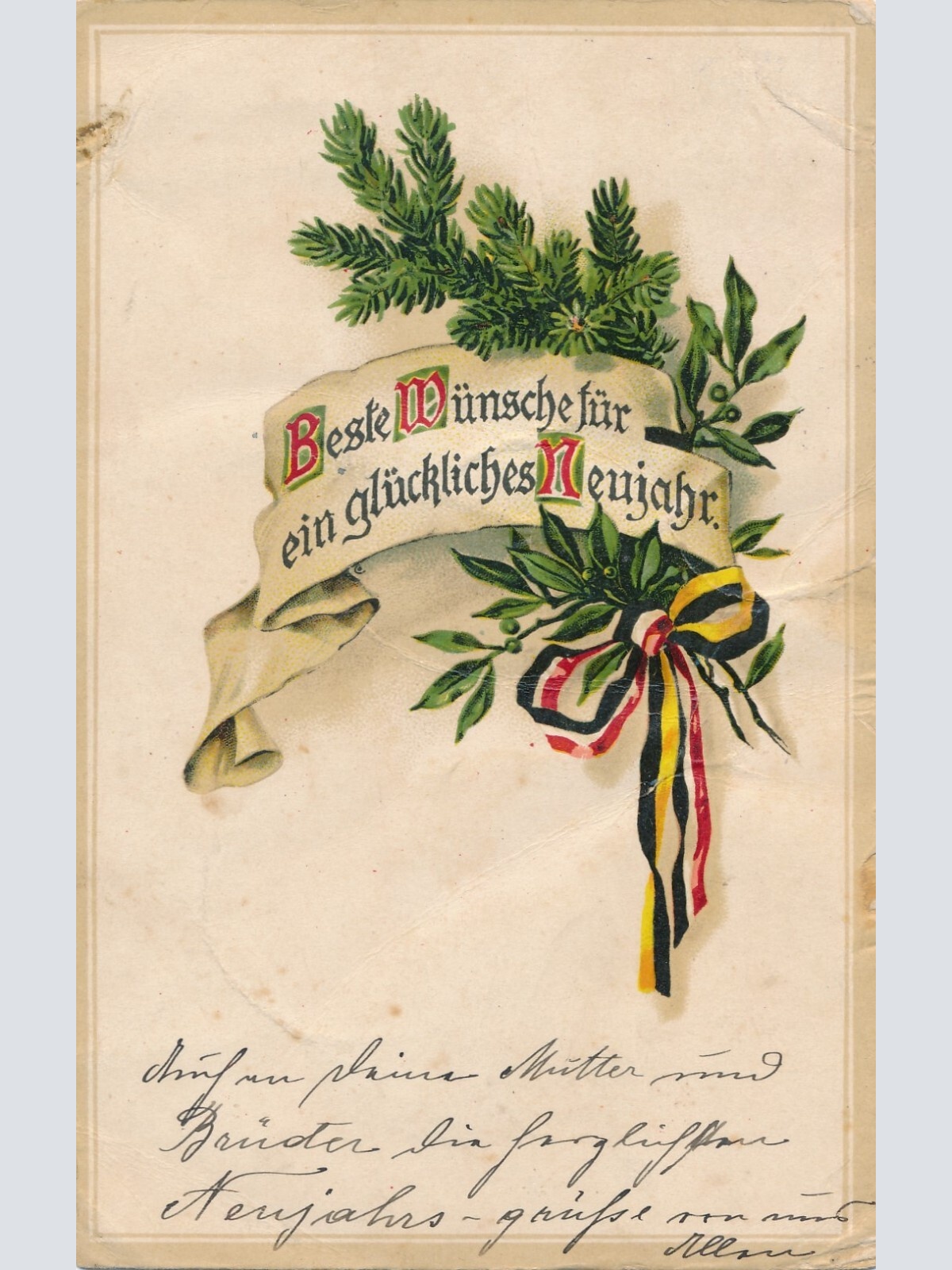 AK, Beste Wünsche für ein glückliches Neujahr, Ansichtskarte (S3663)