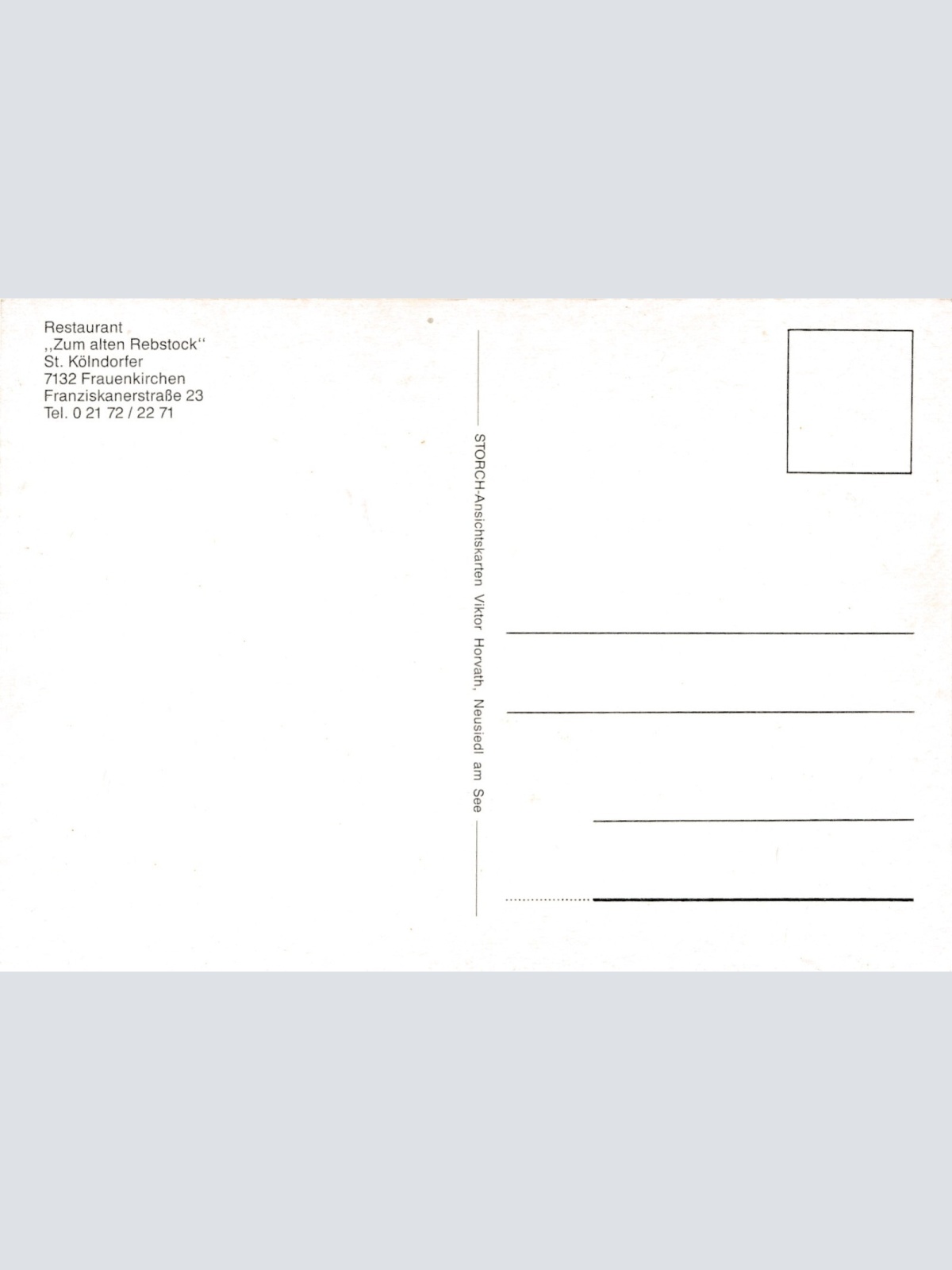 AK, zum alten Rebstock, Frauenkirchen, Burgenland, Ansichtskarte (S3914)