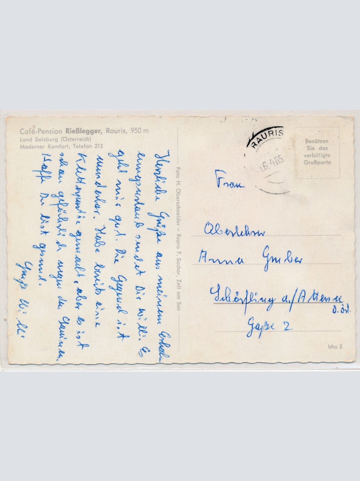 AK, Rauris, Pension Rießlegger, Salzburg, Ansichtskarte (S3937)