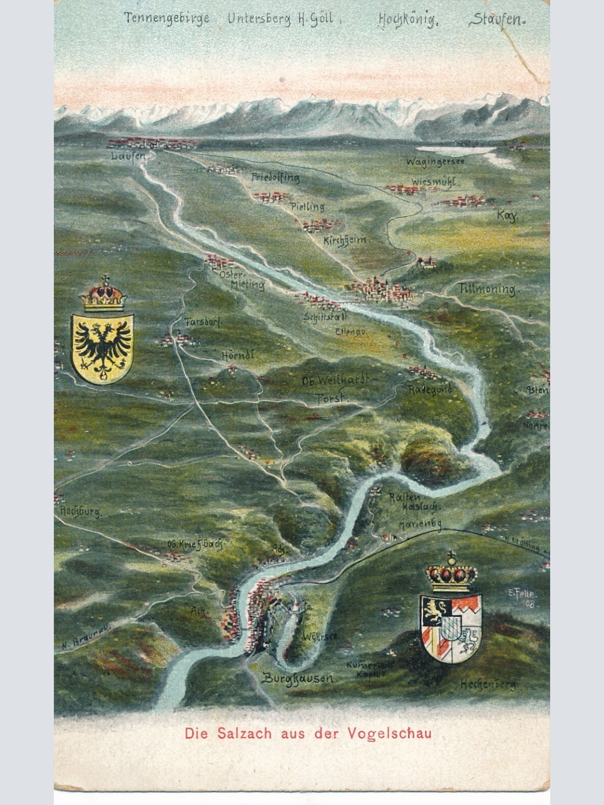 AK, Die Salzach aus der Vogelschau, Ansichtskarte (S3979)