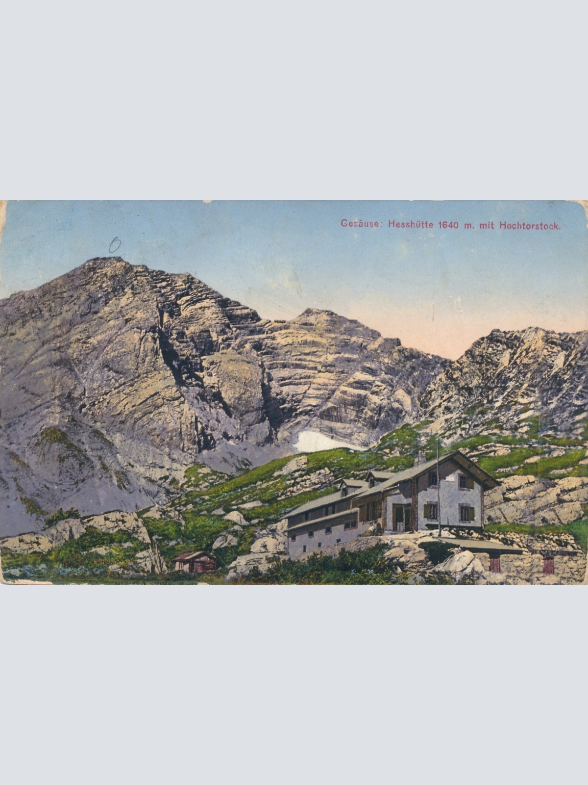 AK vom Gesäuse Hesshütte mit Hochtorstock Steiermark Ansichtskarte (13890)