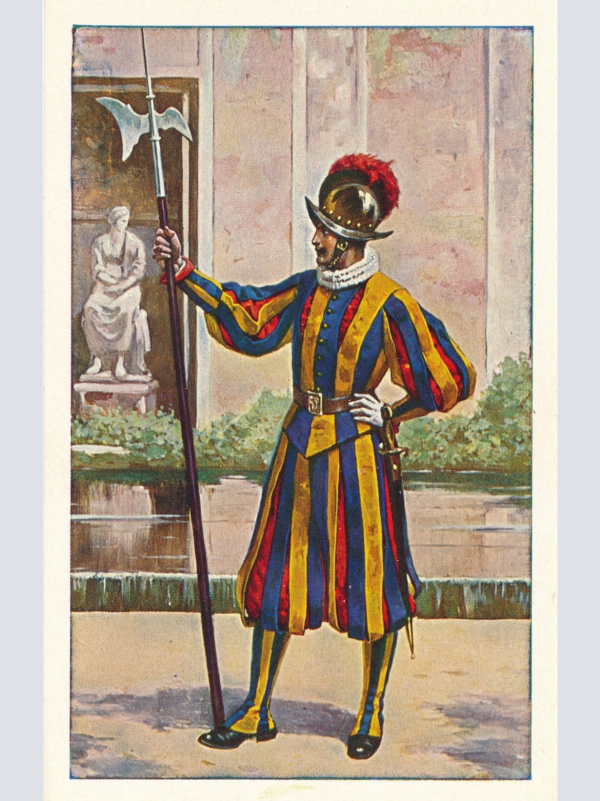 AK, Tenuta di mezza gala, guardia svizzera, Ansichtskarte (S4137)