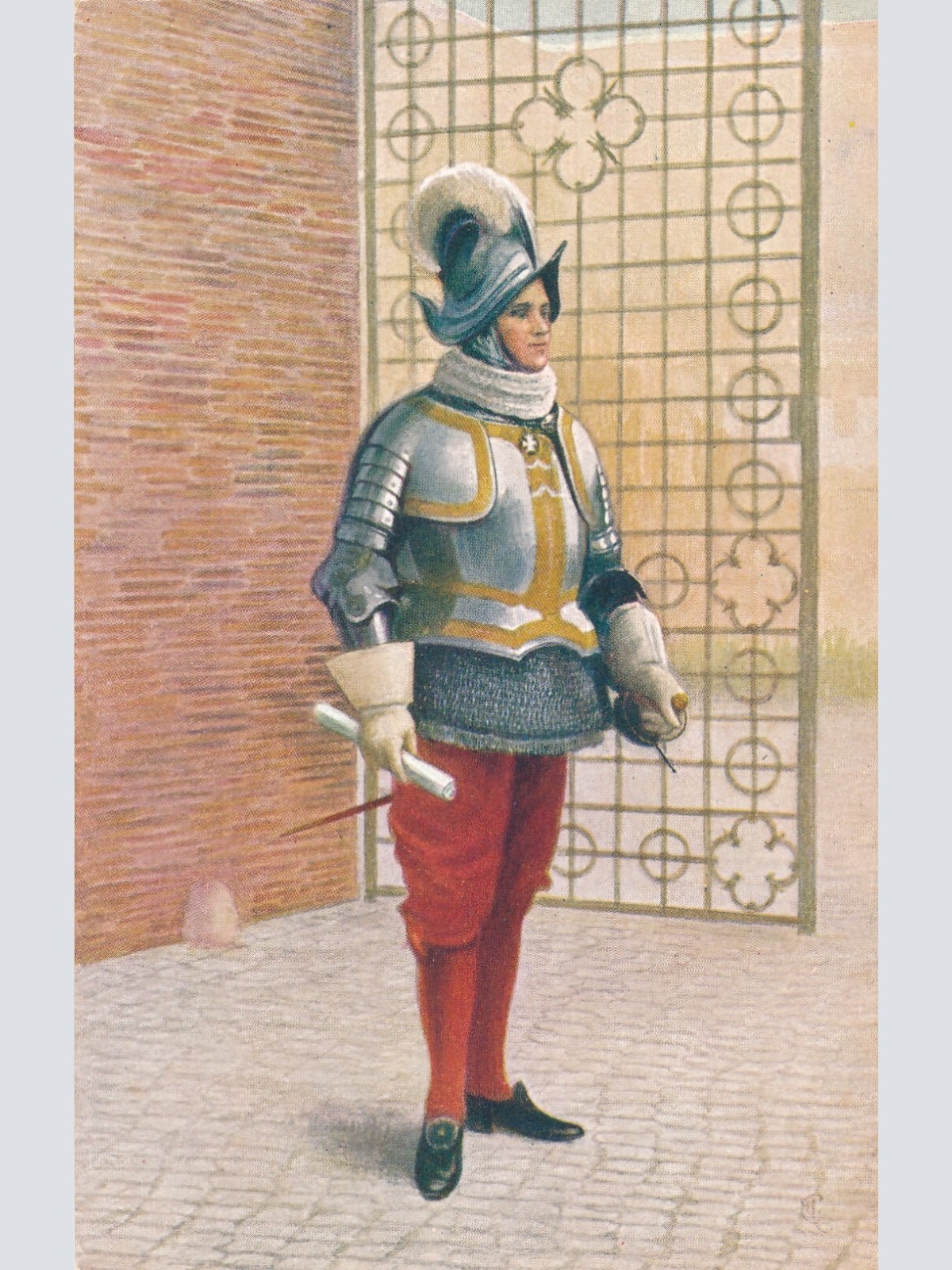 AK, Vaticano, Ufficiale degli Svizzeri in grande uniforme, Ansichtskarte (S4143)