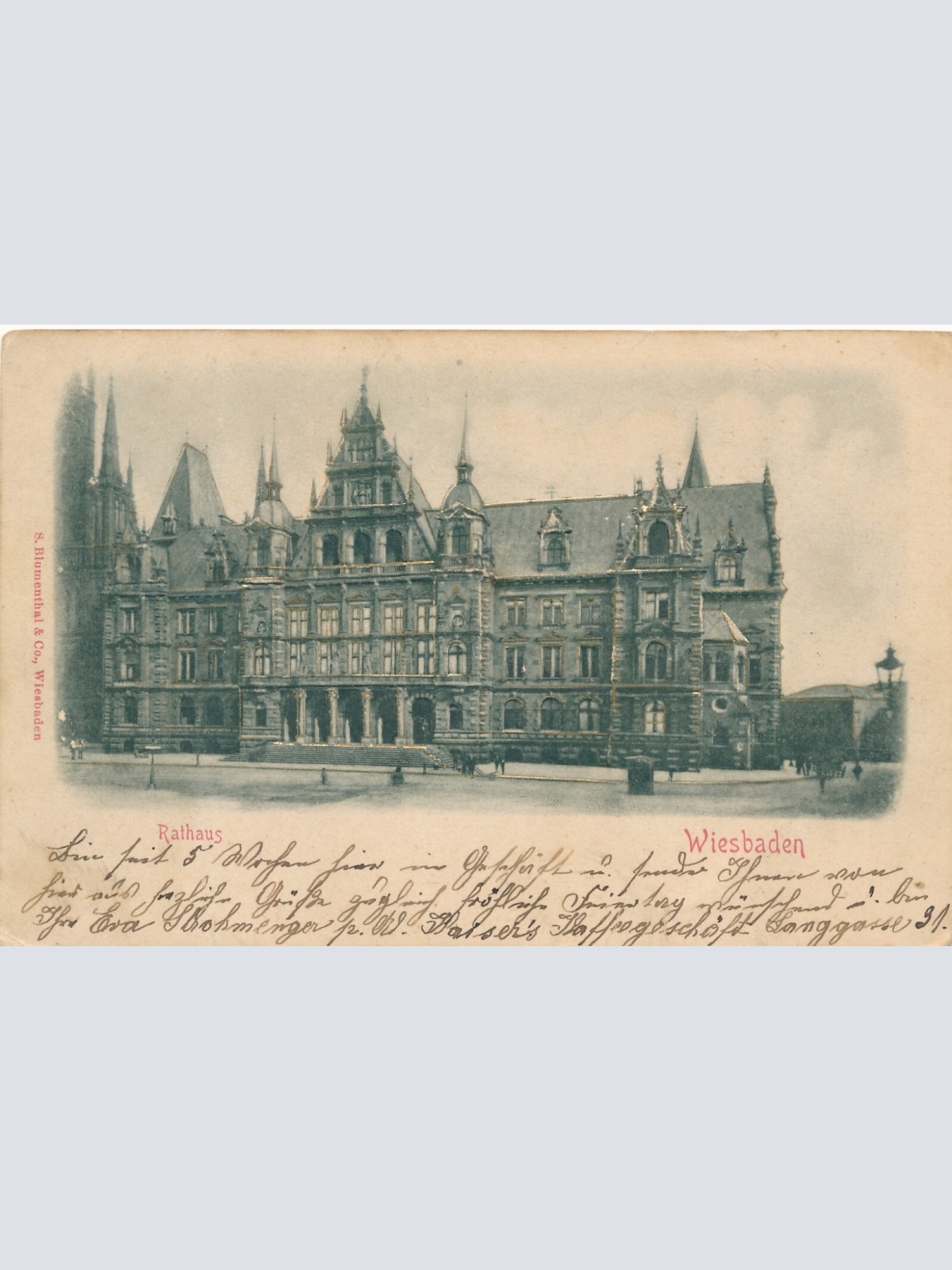 AK, Wiesbaden, Hessen, Relief-Karte, Rathaus, Ansichtskarte (S4443)