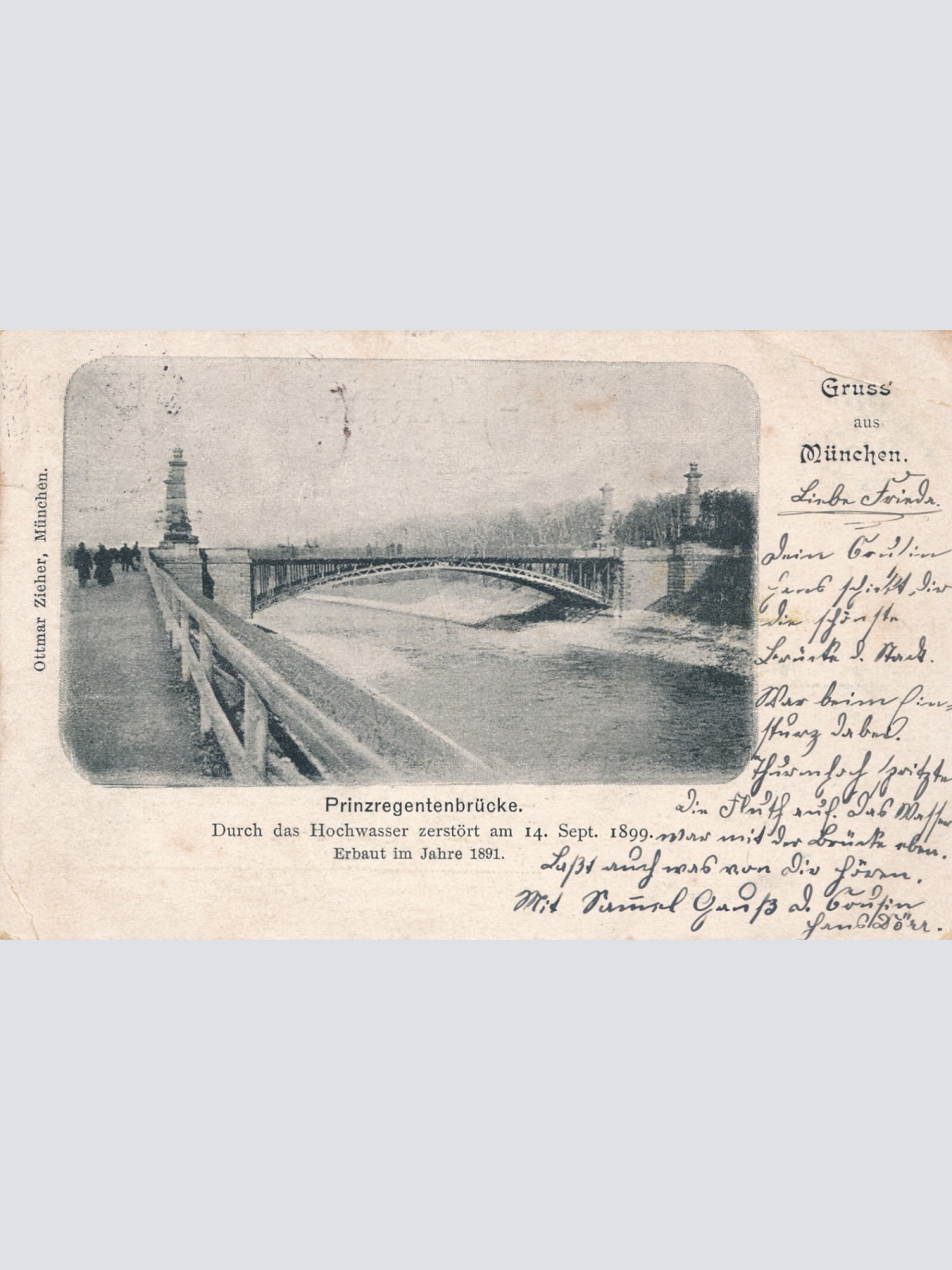 AK, Gruß aus München, Bayern, Prinzregentenbrücke, Ansichtskarte (S4457)
