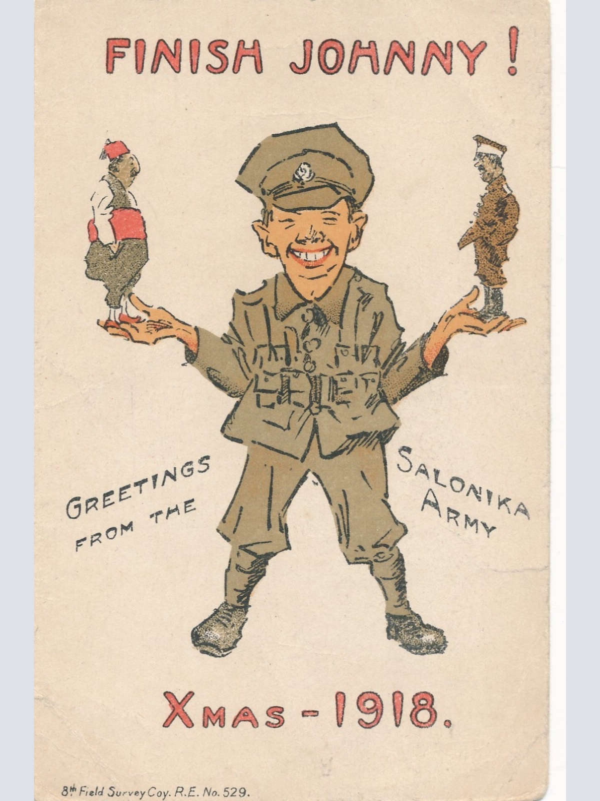 Motiv - Karte Finish Johnny Xmas 1918 Salonika Army Ansichtskarte (13633)