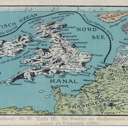 AK die Gewässer um Großbritannien und Irland Kriegsgebiet Ansichtskarte (13773)