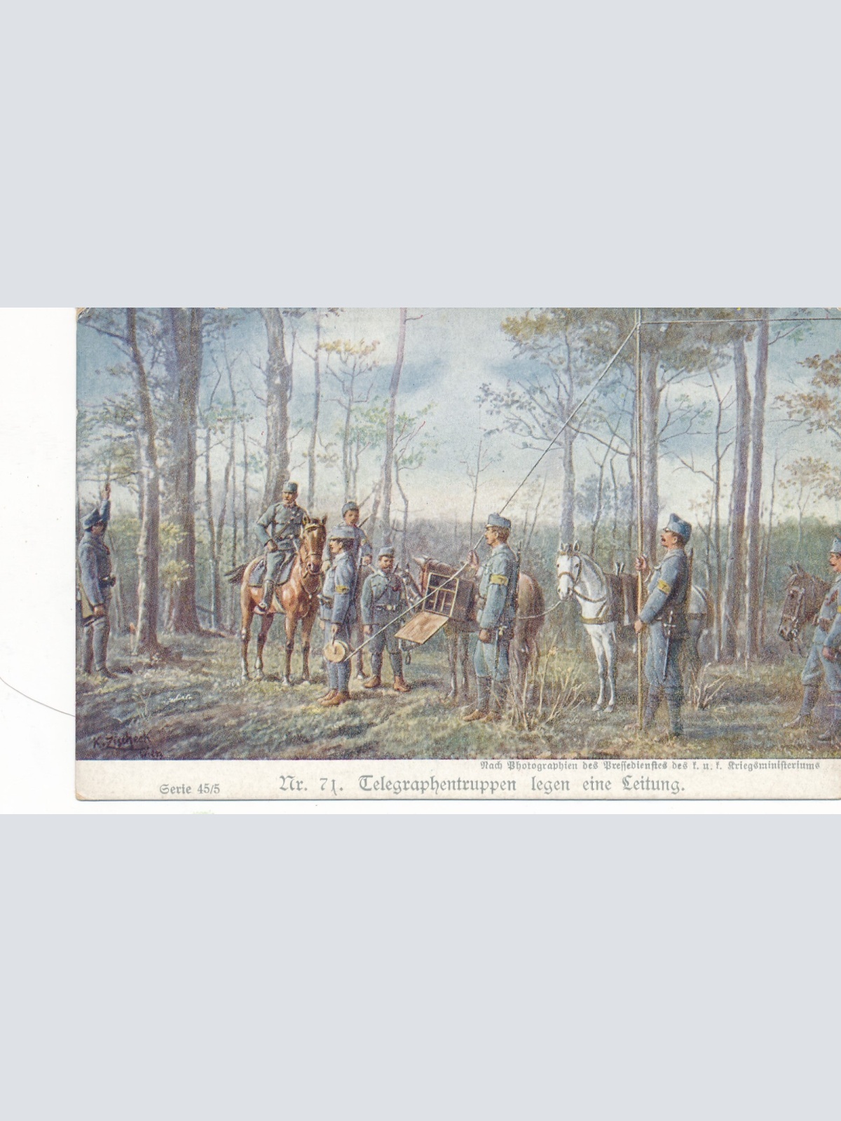 AK Telegraphentruppen legen eine Leitung Ansichtskarte (13780)