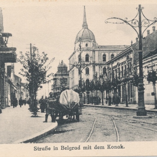AK aus Belgrad Straßenansicht mit dem Konak Serbien Ansichtskarte (13913)