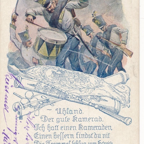 AK von Soldaten Trommler unter Beschuss Ansichtskarte (13895)