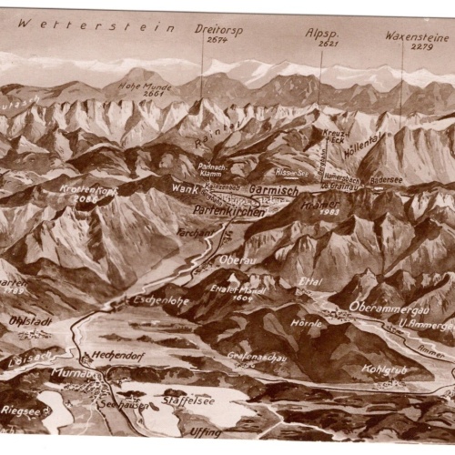 AK, Reliefkarte Nr. 16, Ammer- u. Loisachtal, Bayern (S4575)