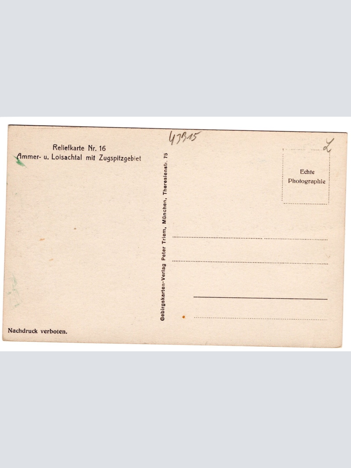 AK, Reliefkarte Nr. 16, Ammer- u. Loisachtal, Bayern (S4575)