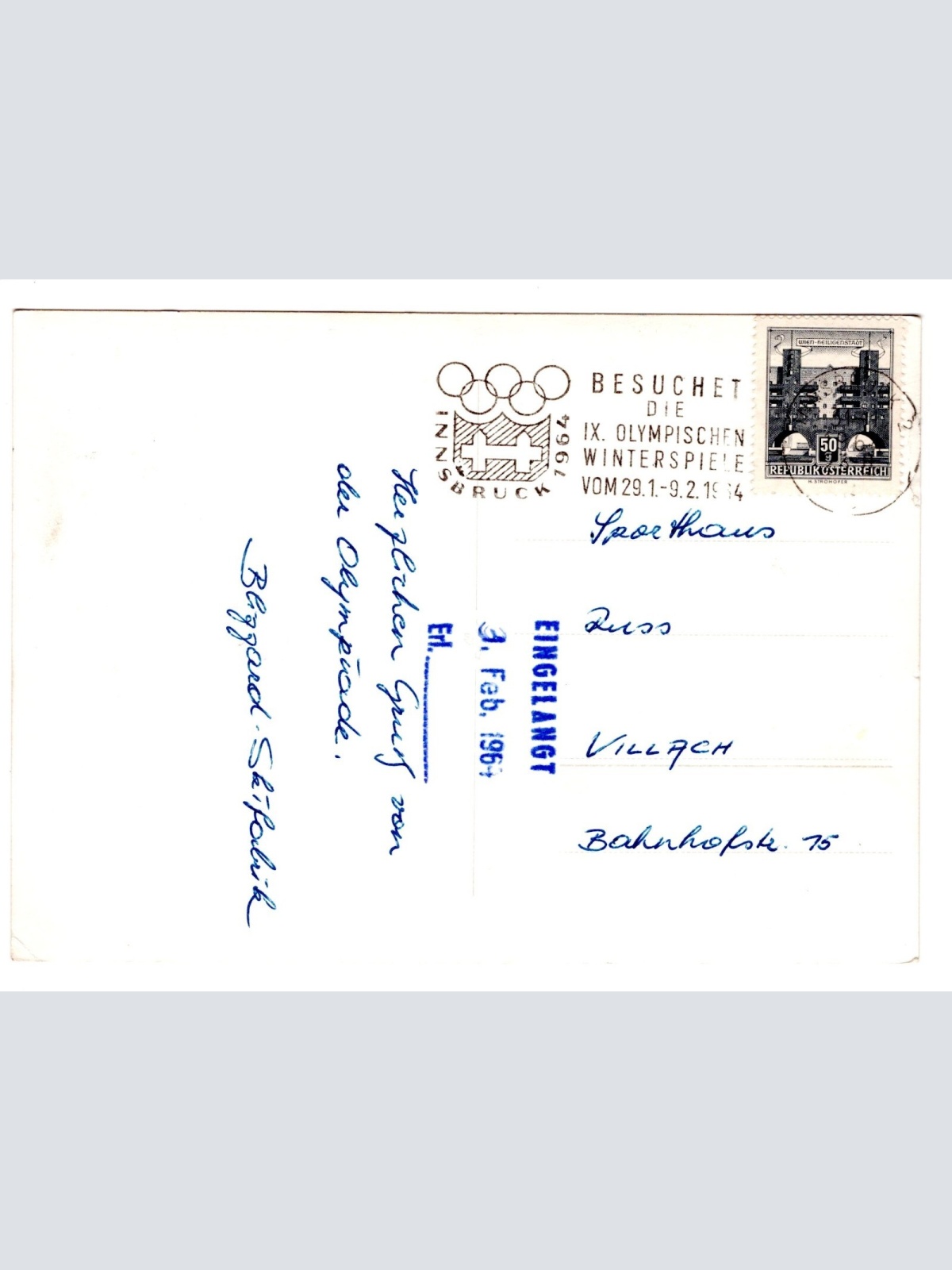 AK, auf olympischer Piste mit blizzard Ski, Ansichtskarte (S4677)