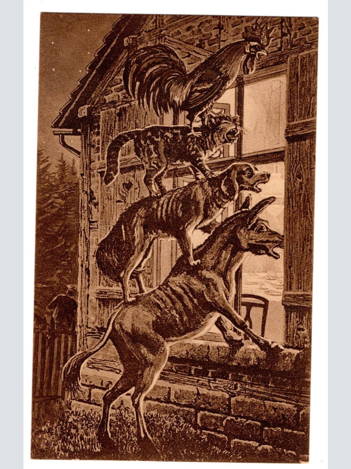 AK, Bremer Stadtmusikanten, Grimms Märchen, Ansichtskarte (S4683)