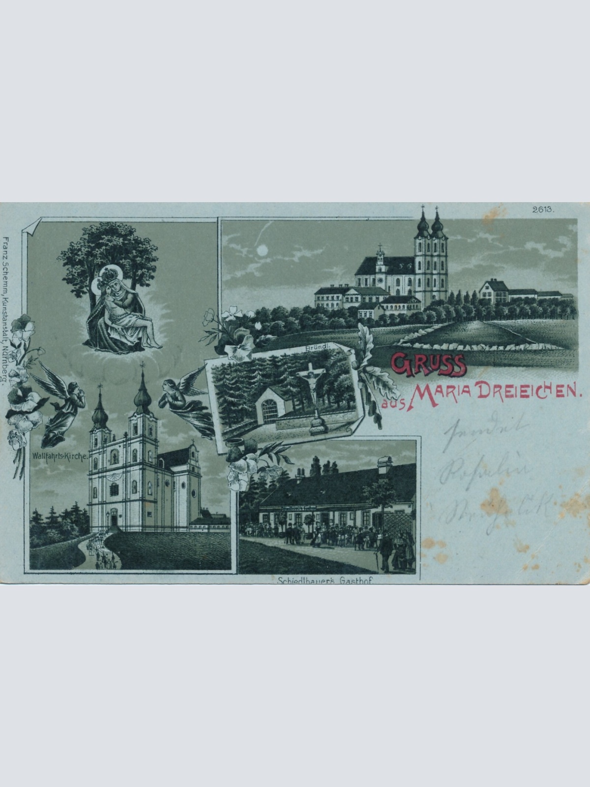 Mondschein - Karte gruss aus Maria Dreieichen Niederöst. Ansichtskarte (13948)