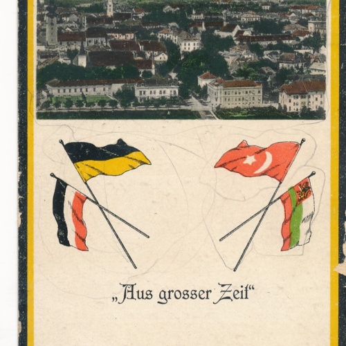 AK aus Wels - Oberösterreich aus grosser Zeit mit Flaggen Ansichtskarte (13630)