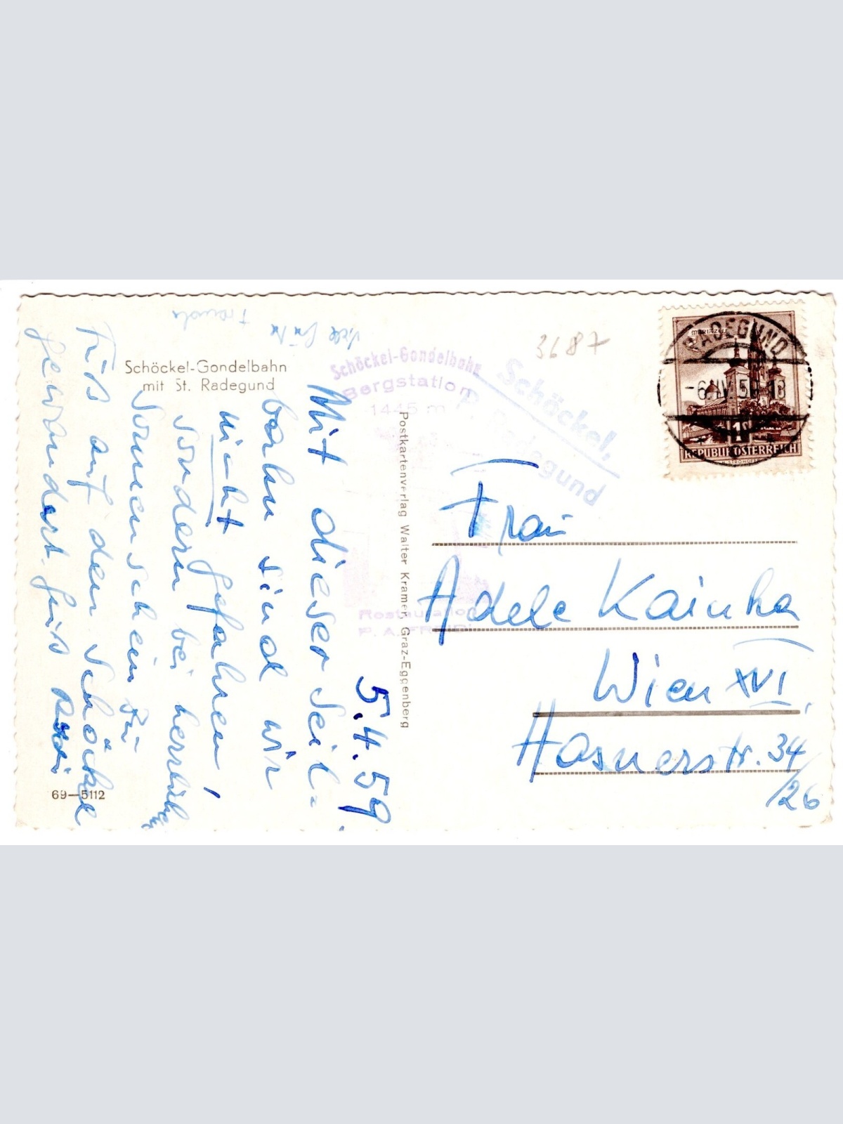 AK, Schöckel-Gondelbahn, St. Radegund, Steiermark, Ansichtskarte (S4693)