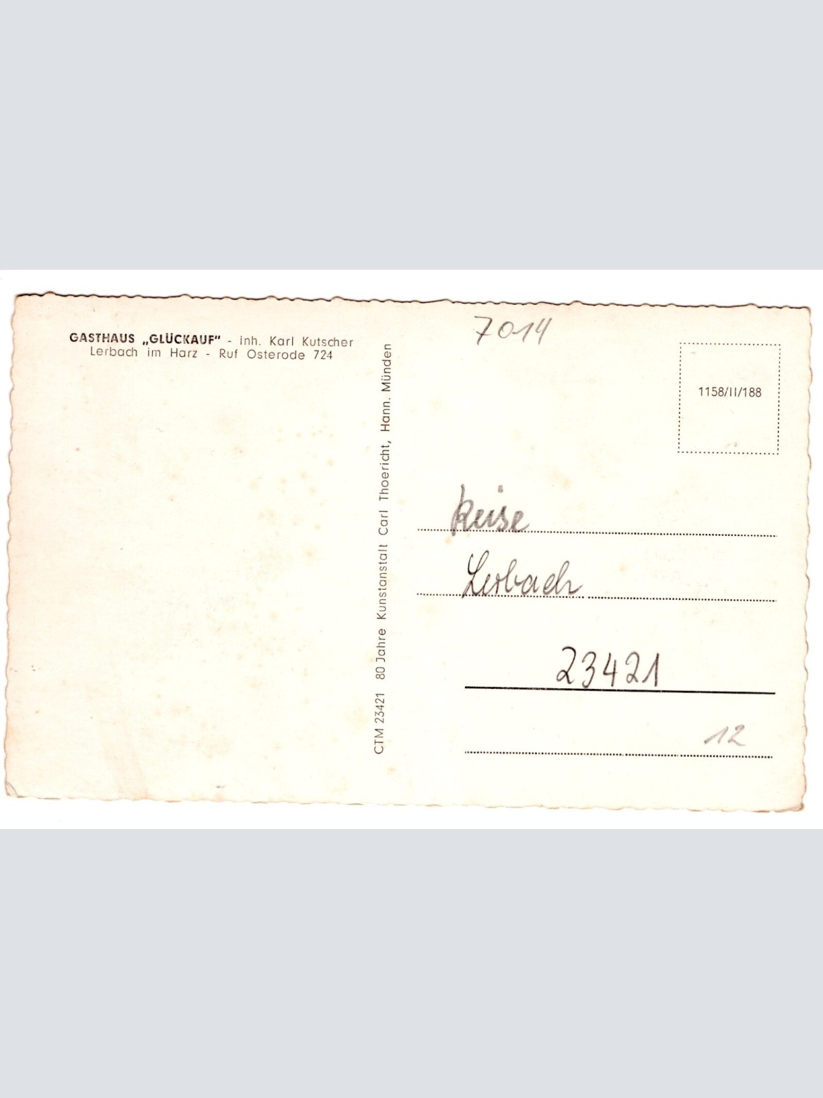 AK, Gasthaus Glückauf, Lerbach im Harz, Niedersachsen,  Ansichtskarte (S4724)