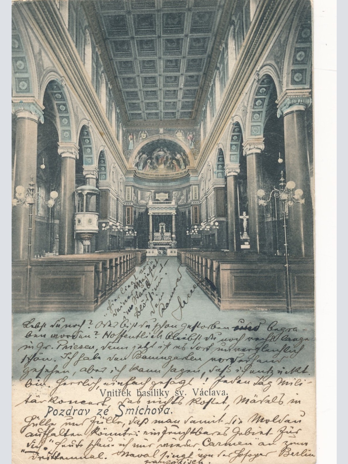 AK aus Smichova Kirchen Inneres Tschechoslowakei Ansichtskarte (14173)