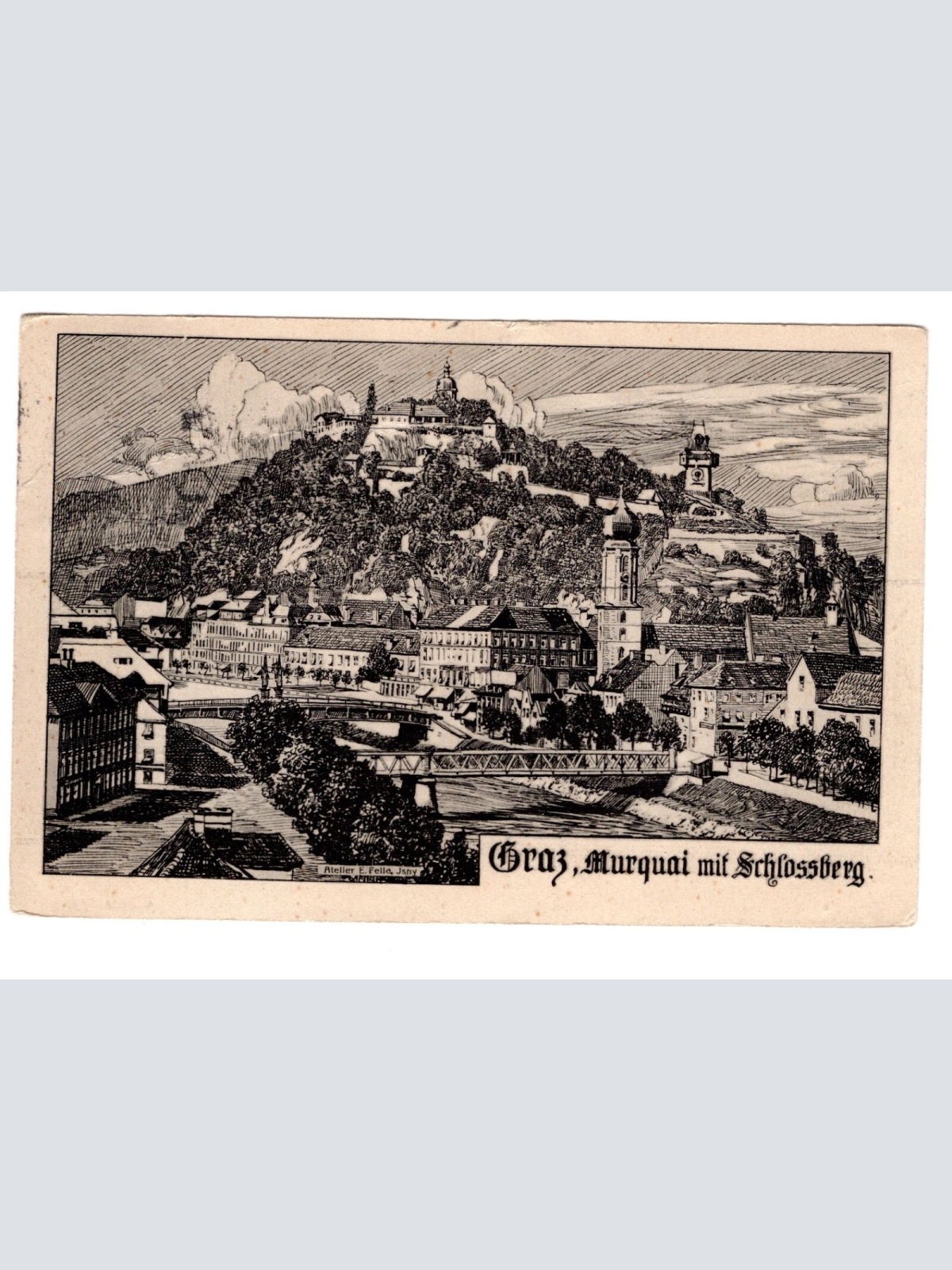 AK, Graz, Murquai mit Schlossberg, Steiermark, Ansichtskarte (S4960)