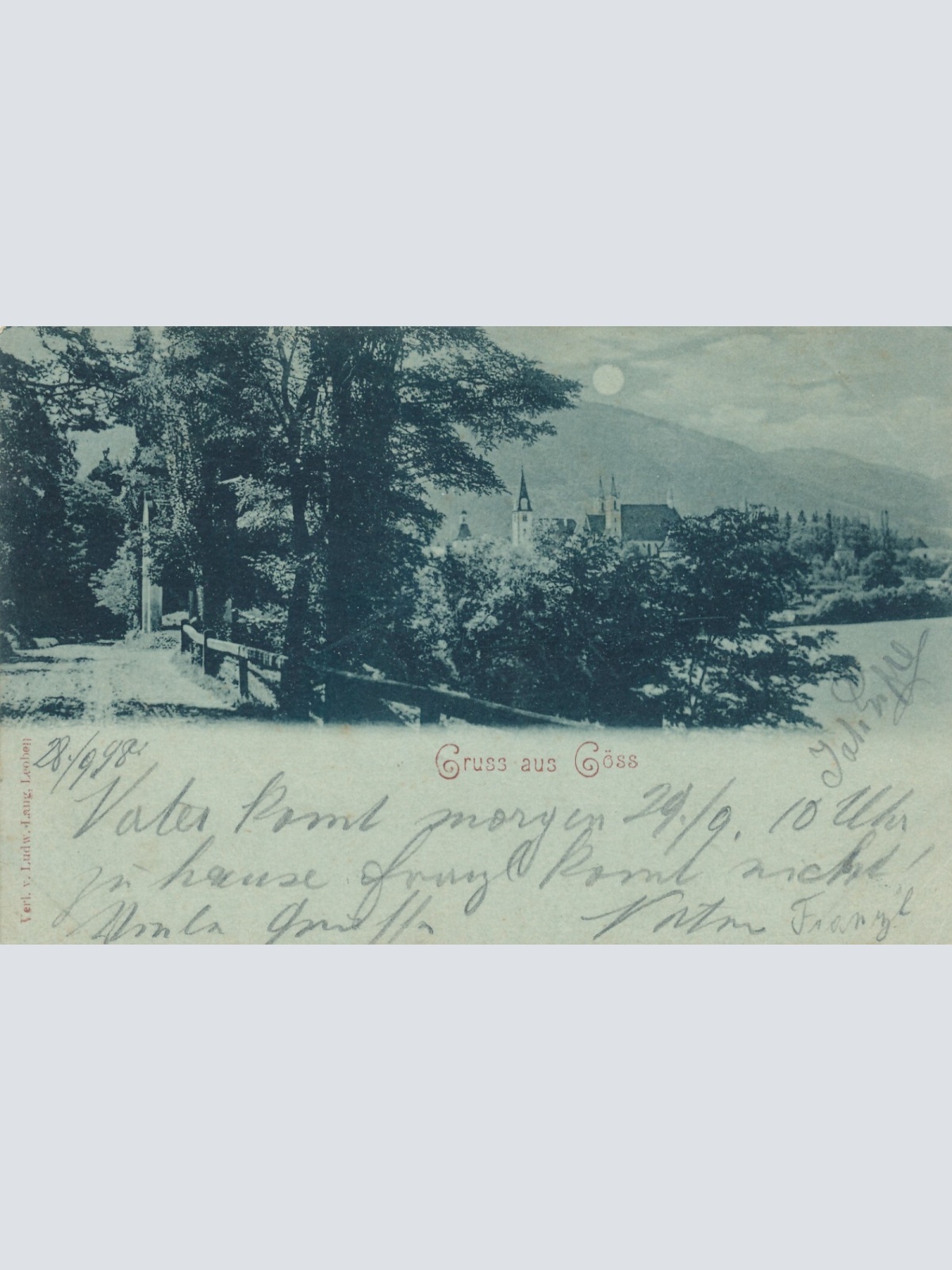 Mondschein - Karte gruss aus Göss Steiermark Ansichtskarte (14226)