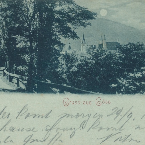 Mondschein - Karte gruss aus Göss Steiermark Ansichtskarte (14226)