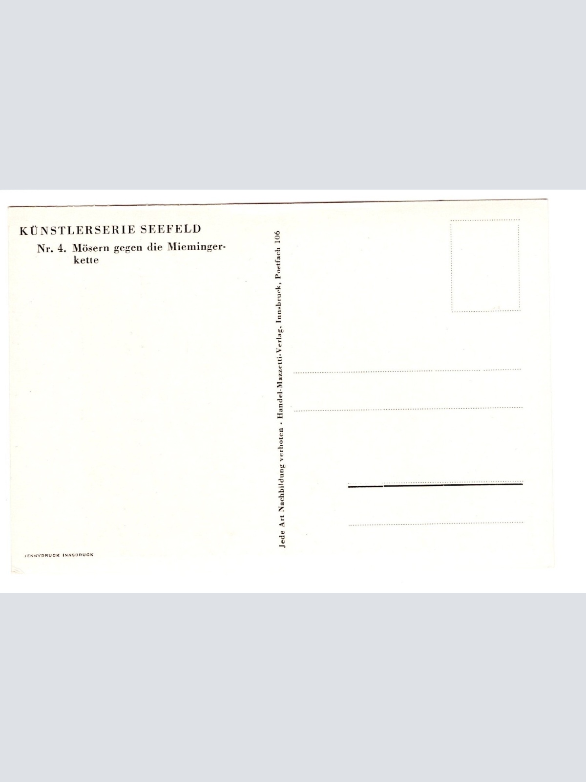 Künstler-AK, Seefeld Nr. 4. Mösern gegen die Miemingerkette (S5022)