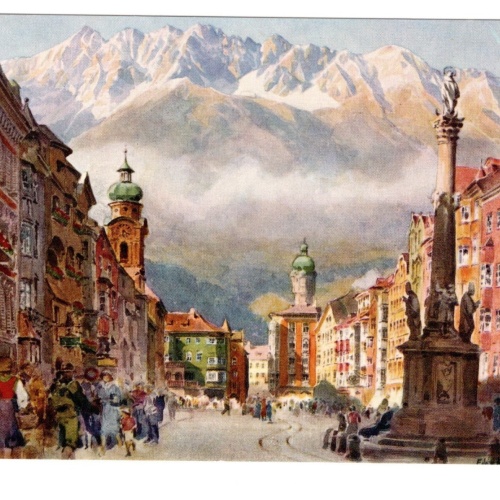 Künstler-AK, Innsbruck, Handel-Mazzetti, Nr. 5 Maria-Theresienstraße mit (S5023)