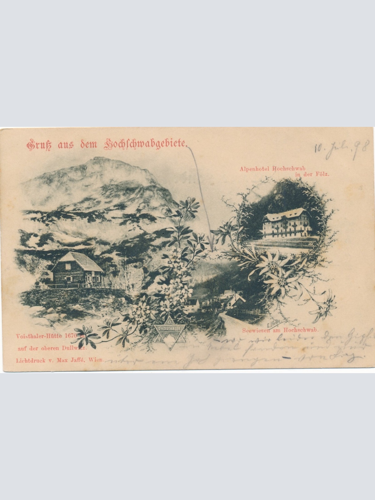 AK gruß aus dem Hochschwabgebiete m. Alpenhotel Steiermark Ansichtskarte (14048)