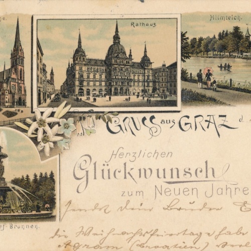 Litho- Karte gruss aus Graz Steiermark Ansichtskarte (14054)