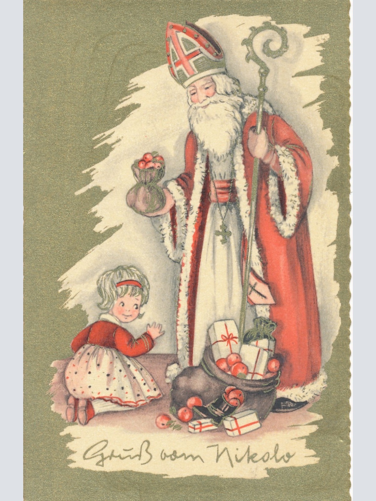 Motiv - Karte gruß vom Nikolaus mit Kind Ansichtskarte (14051)