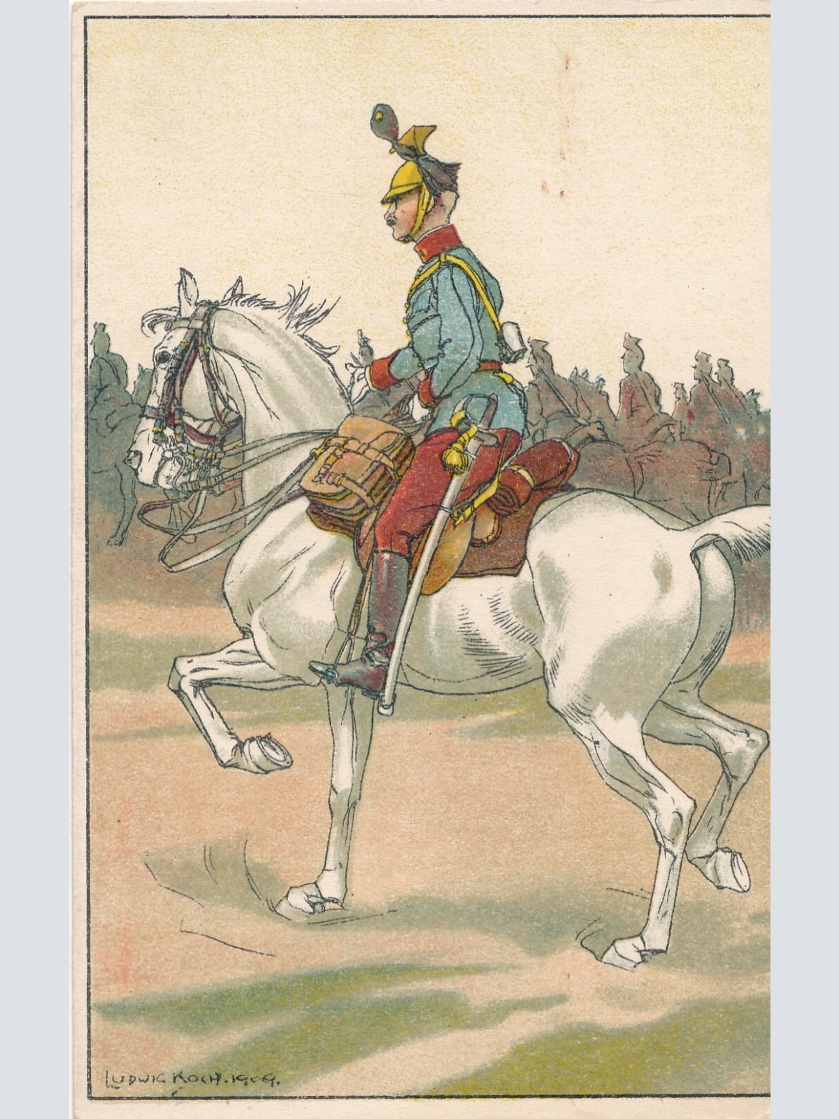Ludwig Koch - Karte Soldat auf Pferd Militaria Ansichtskarte (14299)