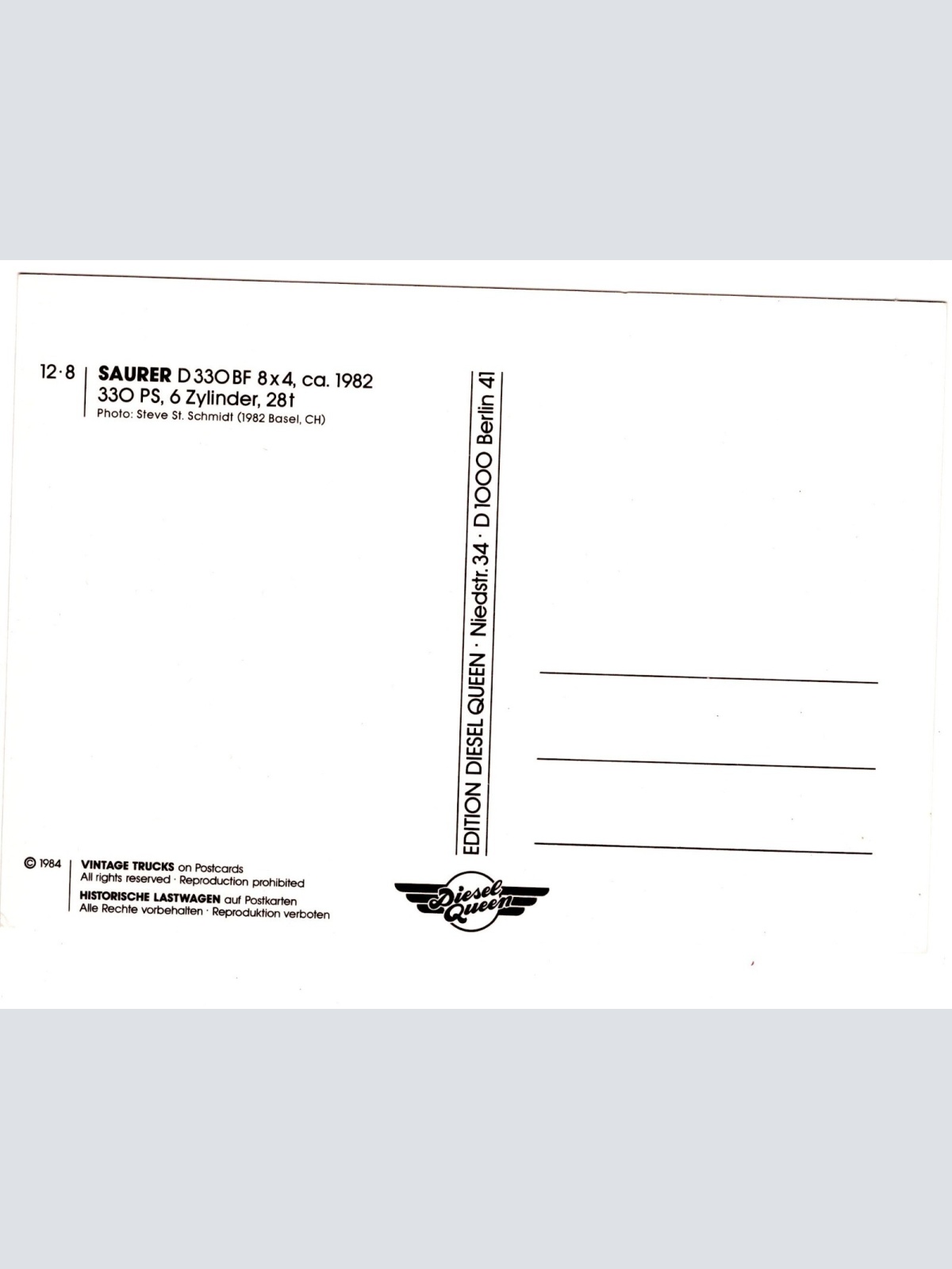 AK, LKW Saurer D330 BF 8x4, Ansichtskarte (S5314)