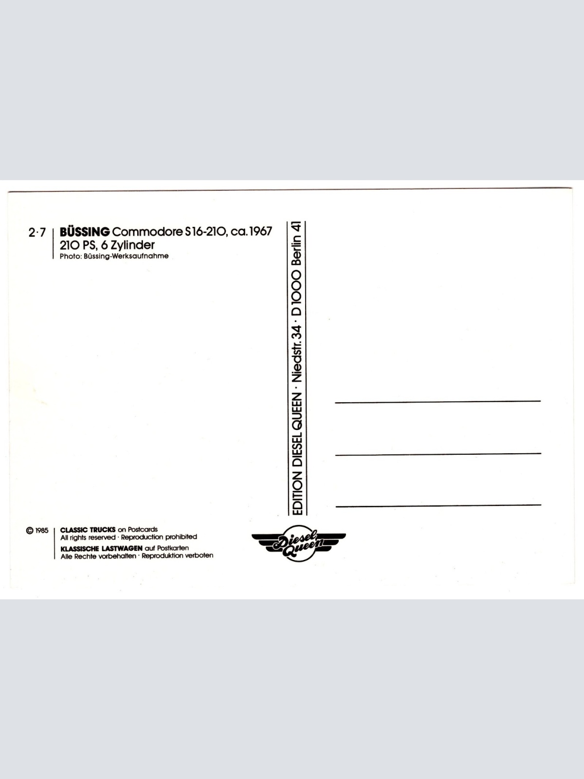 AK, LKW Büssing Commodore S16-210, Ansichtskarte (S5317)