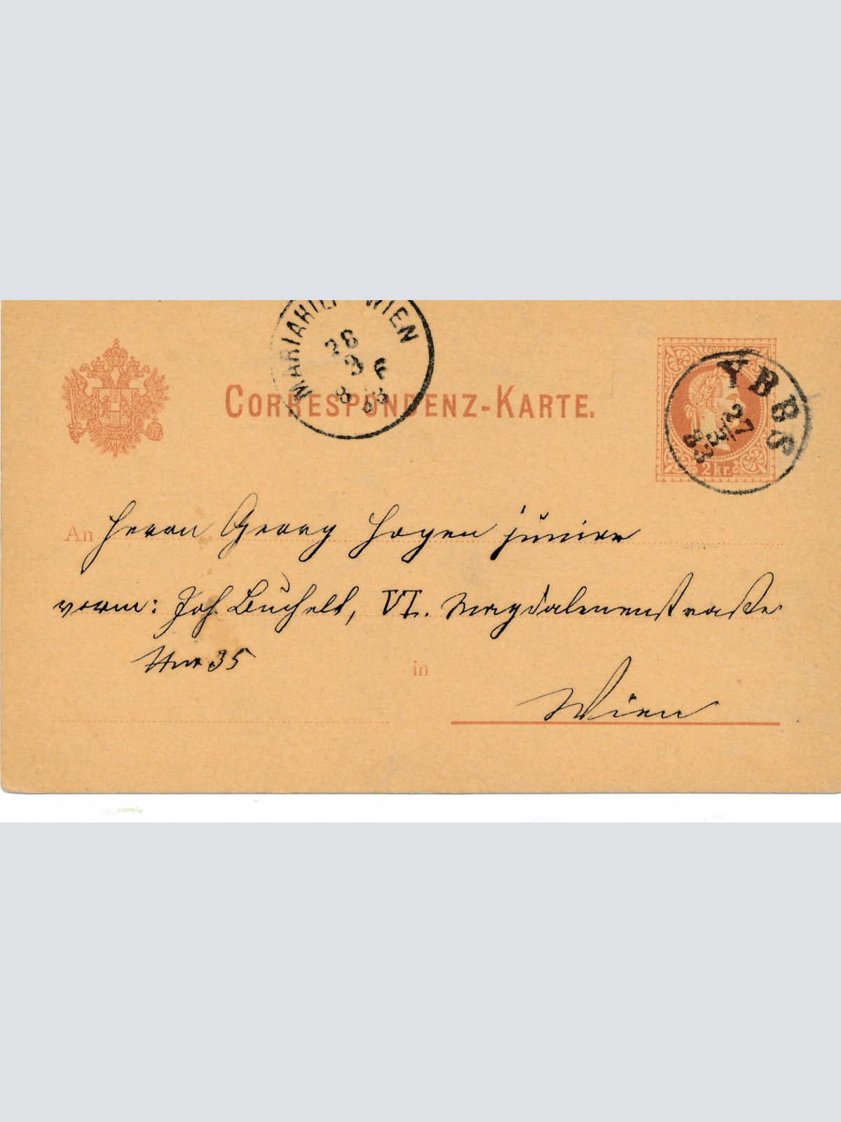 2 Kreuzer Ganzsachen - Karte 1883 aus Ybbs (14328)