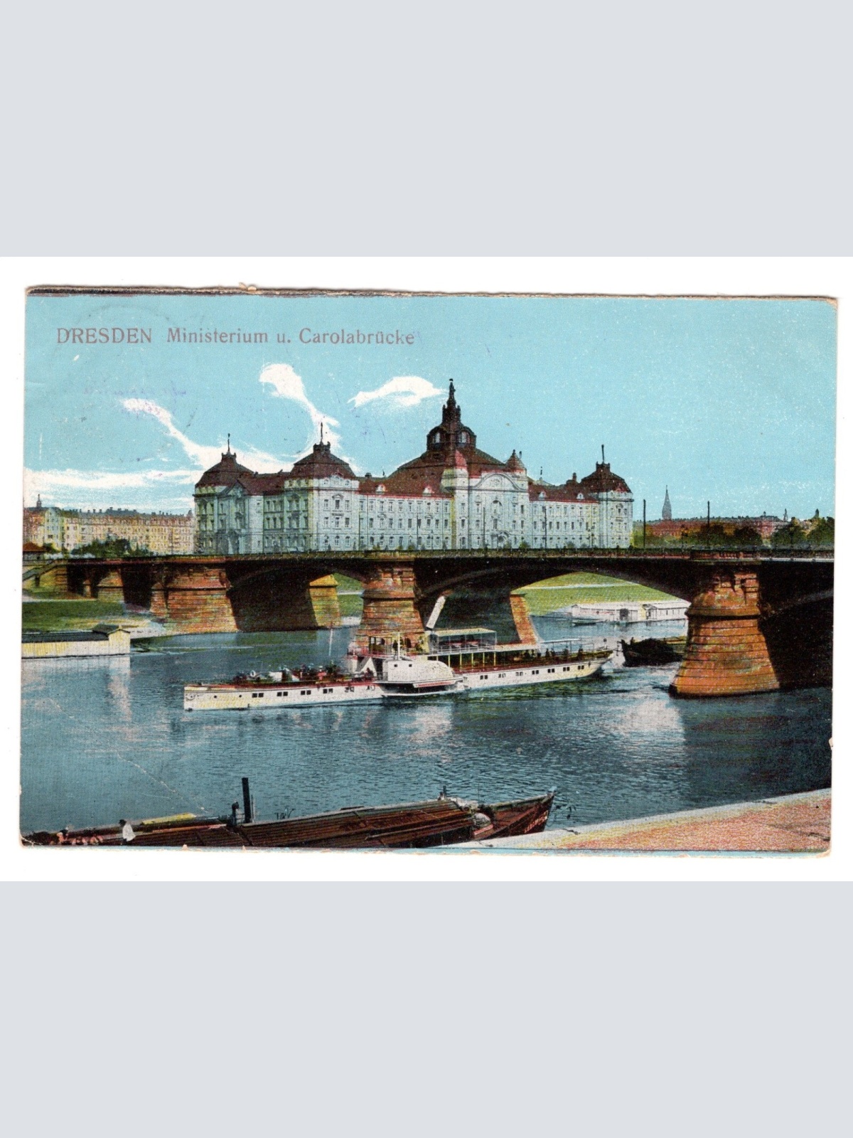 AK, Dresden, Sachsen, Ministerium u. Carolabrücke, Ansichtskarte (S5492)