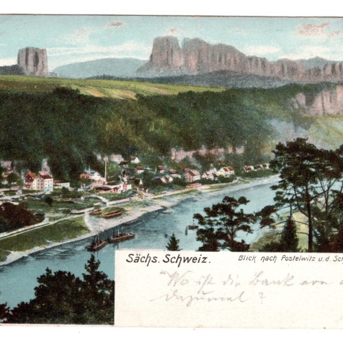 AK, Blick nach Postelwitz u. d. Schrammsteinen, Sachsen, Ansichtskarte (S5517)