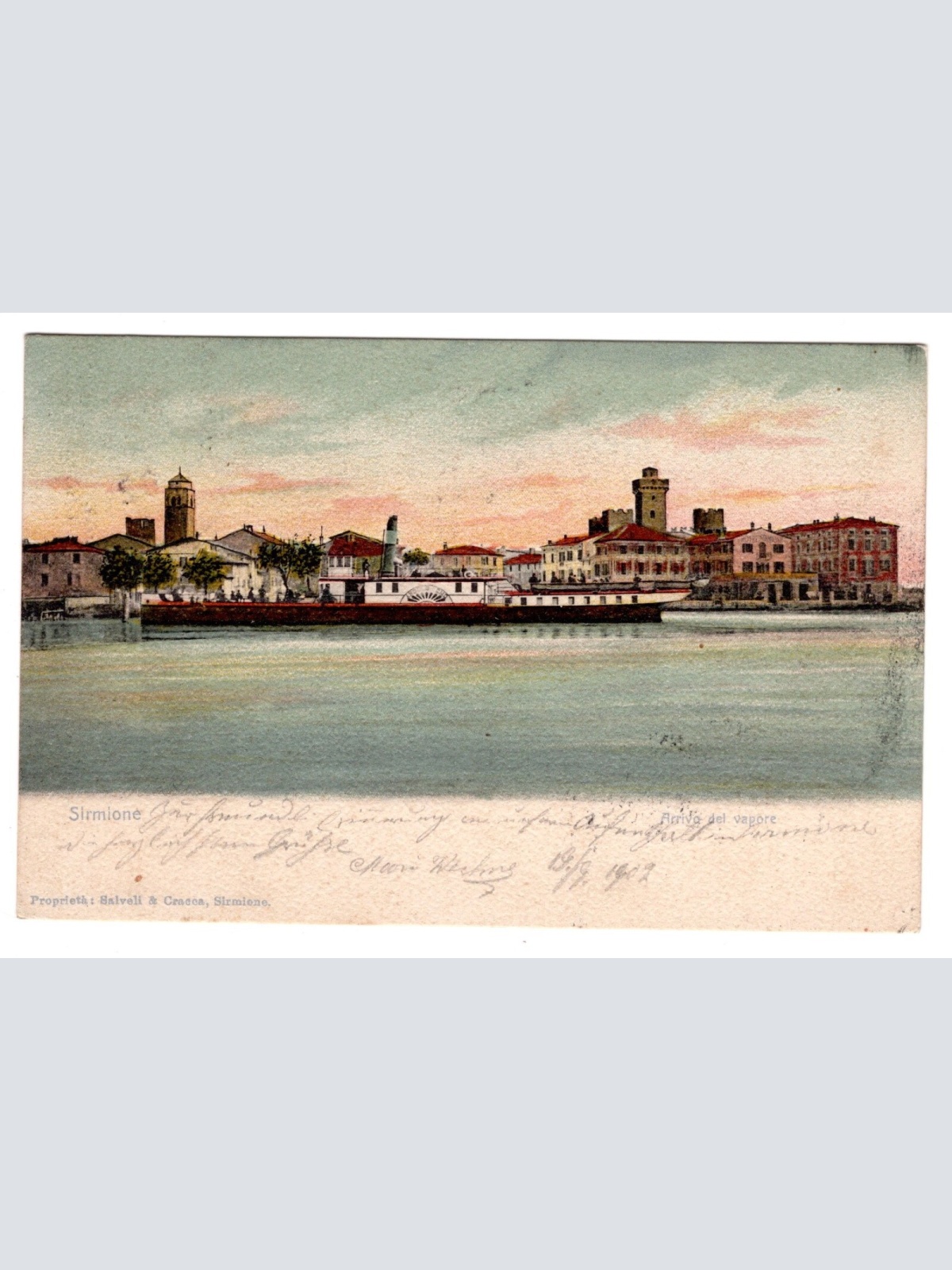 AK, Sirmione, Italien, arrivo del vapore, Ansichtskarte (S5615)