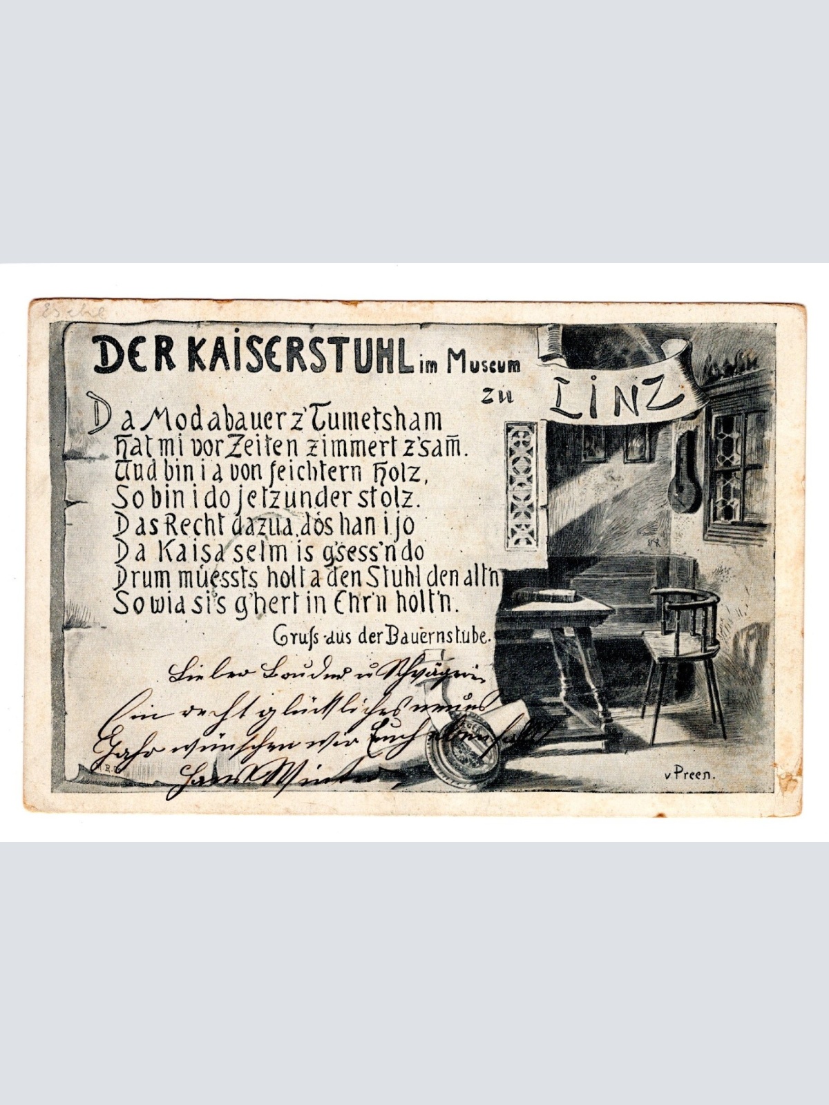 AK, Der Kaiserstuhl im Museum zu Linz, Oberösterreich, Ansichtskarte (S5630)