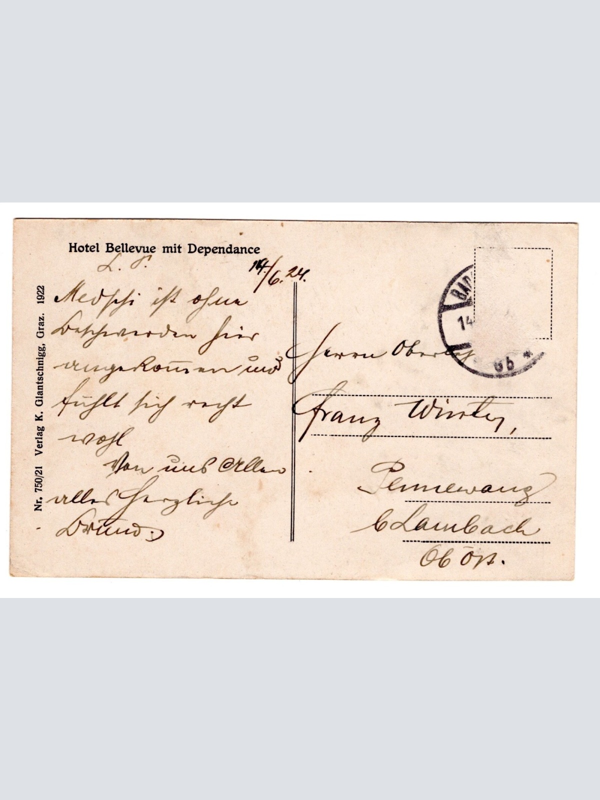 AK, Hotel Bellevue mit Dependance, Ansichtskarte (S5656)