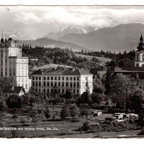 AK, Stift Kremsmünster mit Hohen Priel, Oberösterreich, Ansichtskarte (S5775)