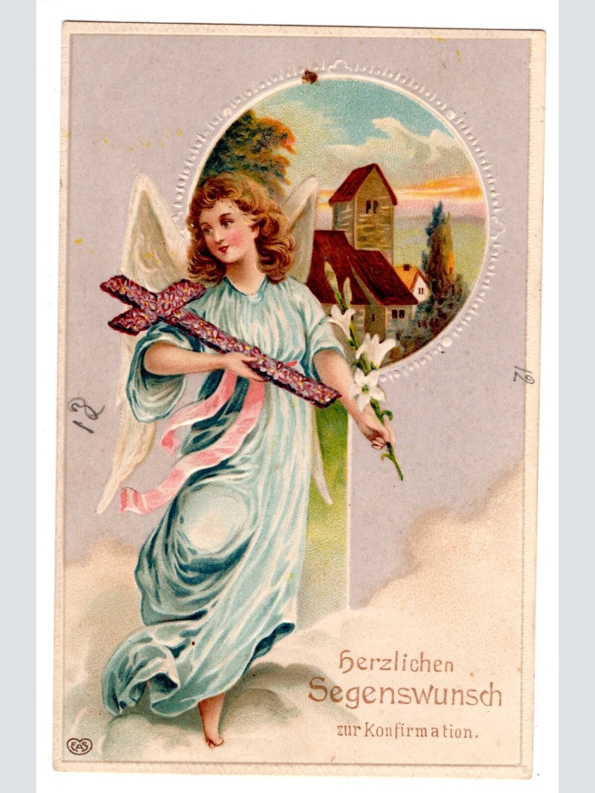 AK, Herzlichen Segenswunsch zur Konfirmation, Präge-AK, Ansichtskarte (S5786)